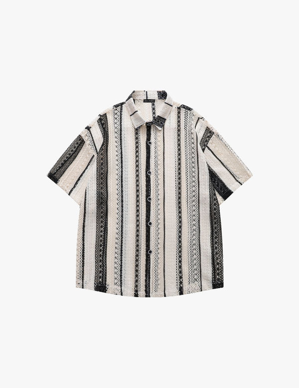 Fullneat Vintage Hollow Textured Knit Shirt - Front