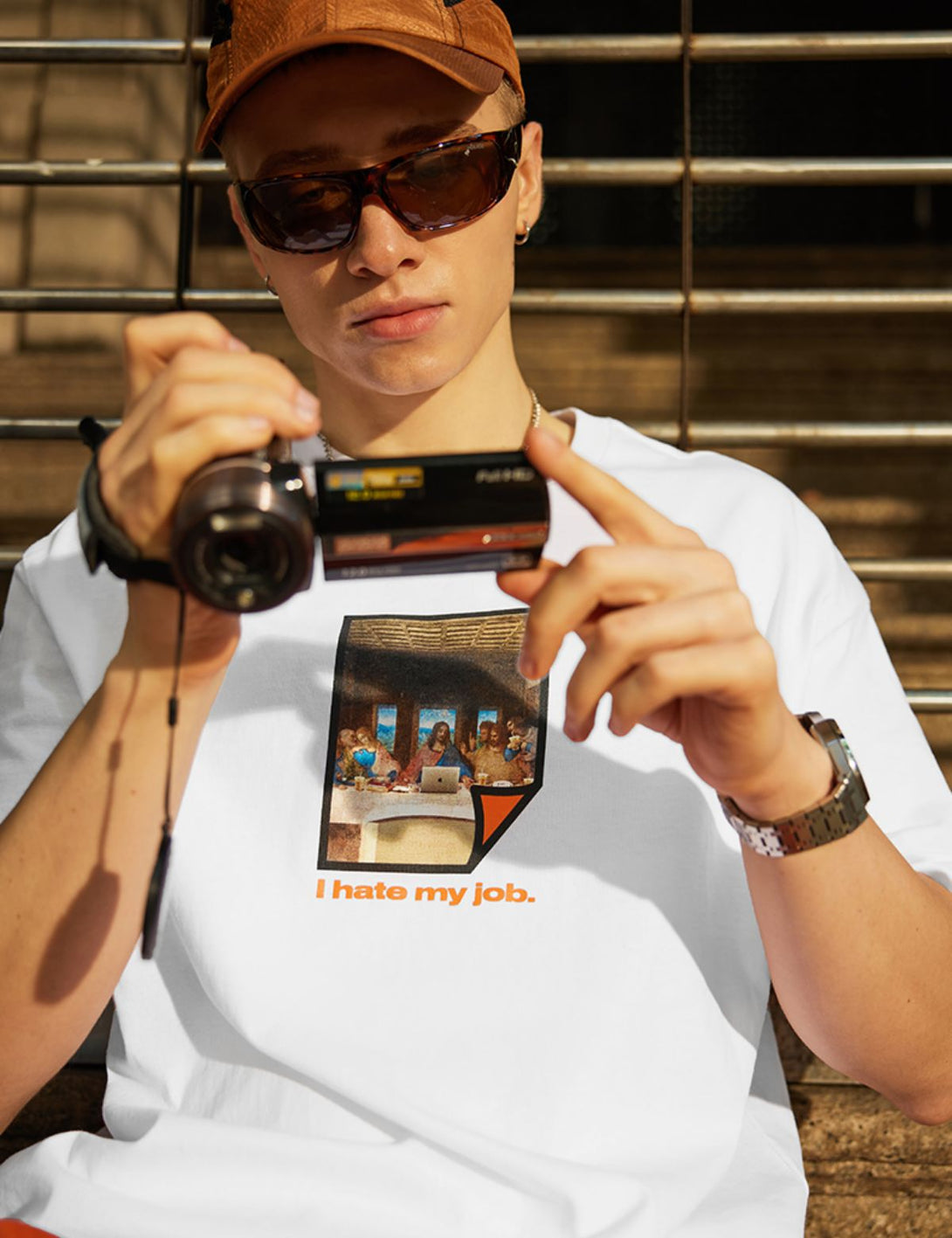 Fullneat Hate Job Vintage Graphic Tees - White Model Shown