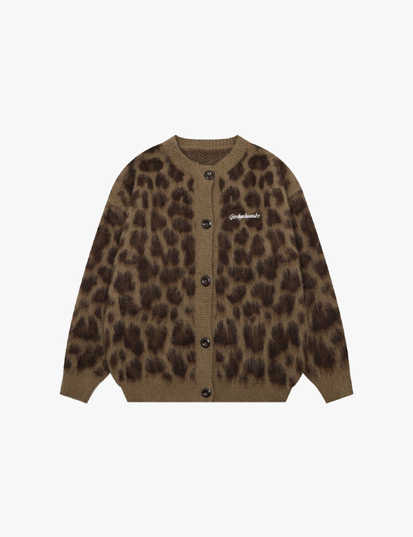 Fullneat Leopard Graphic Cardigan - Front