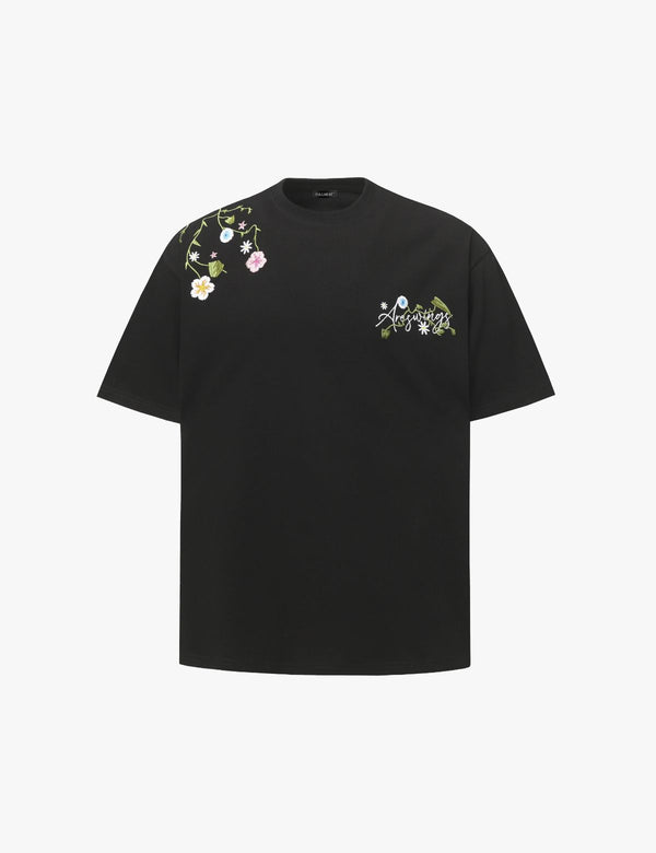 Fullneat Vintage Flower Graphic Tee - Black