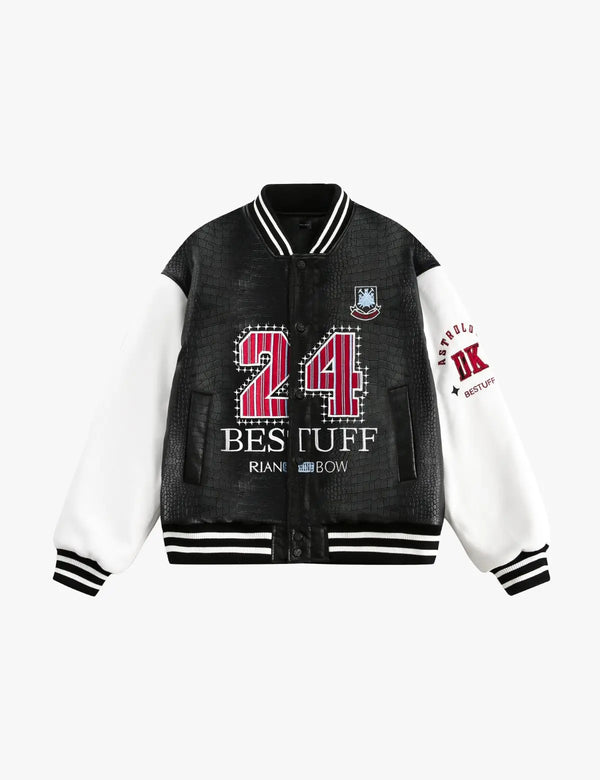 Fullneat American Crocodile Print Baseball Jacket 