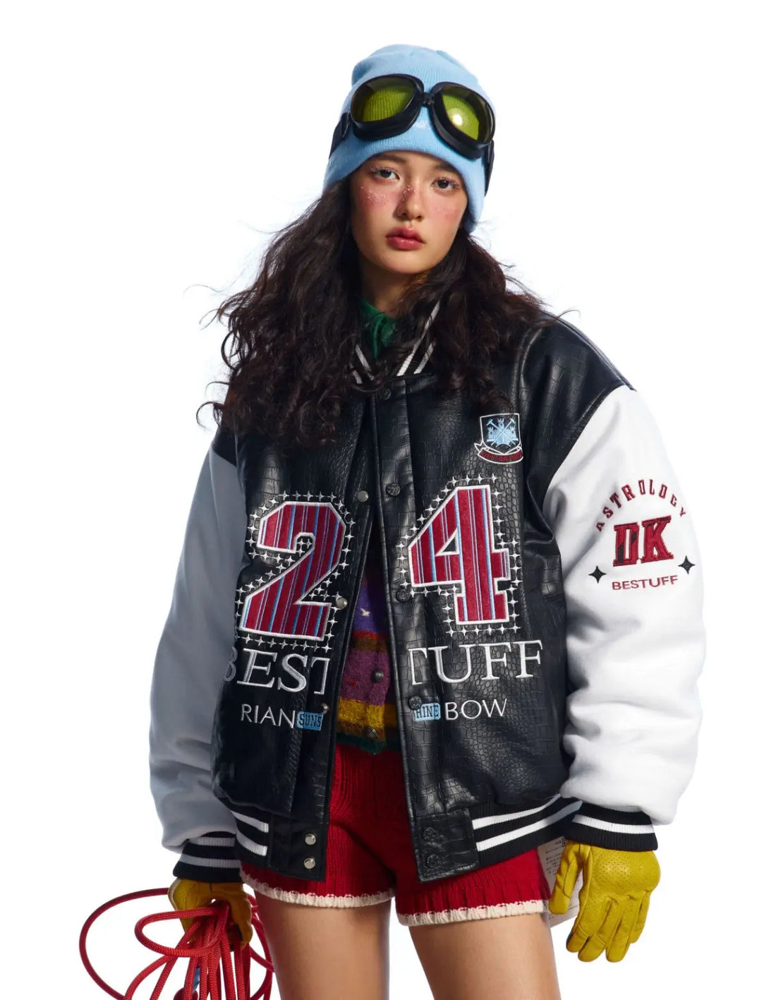 Fullneat American Crocodile Print Baseball Jacket 