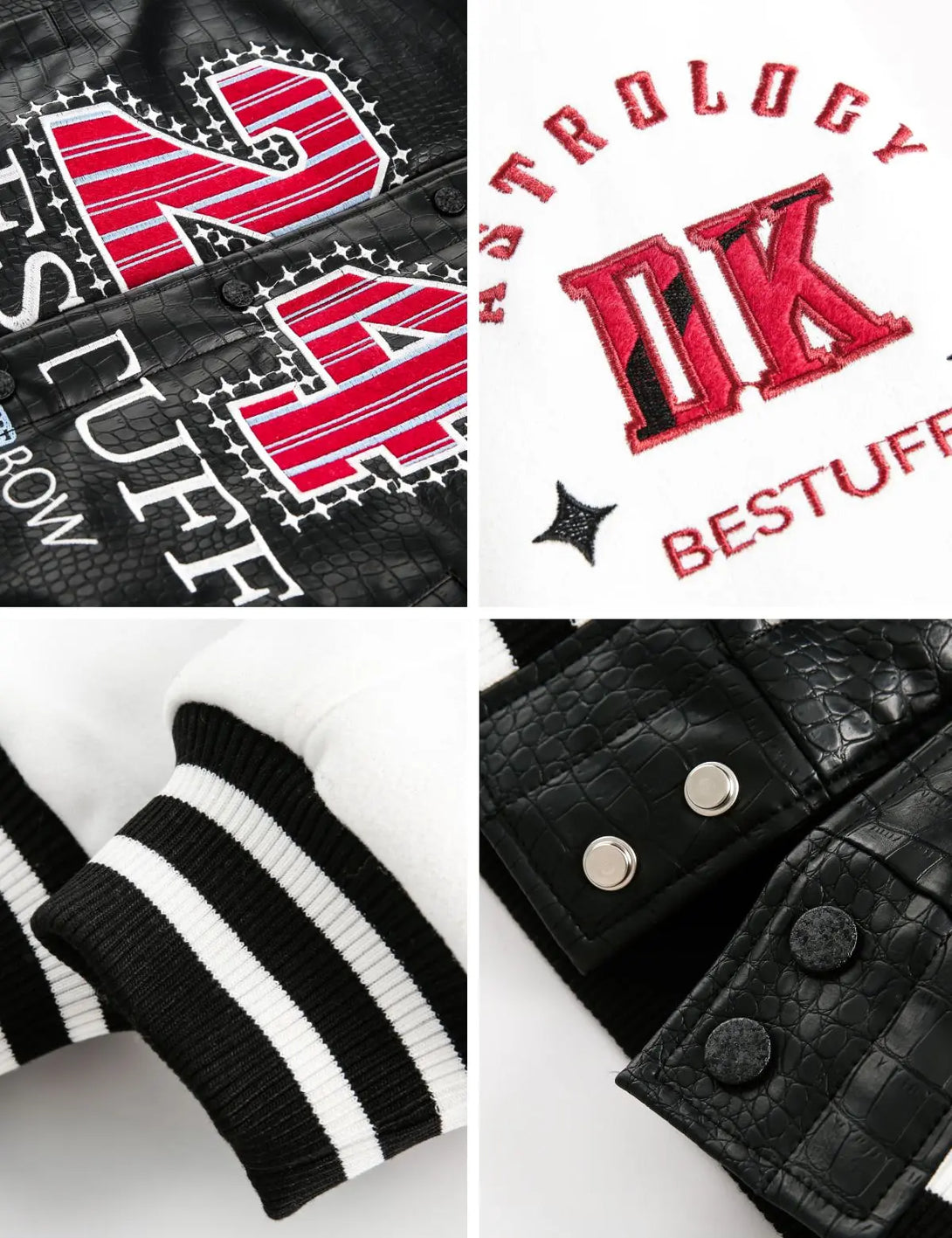 Fullneat American Crocodile Print Baseball Jacket 