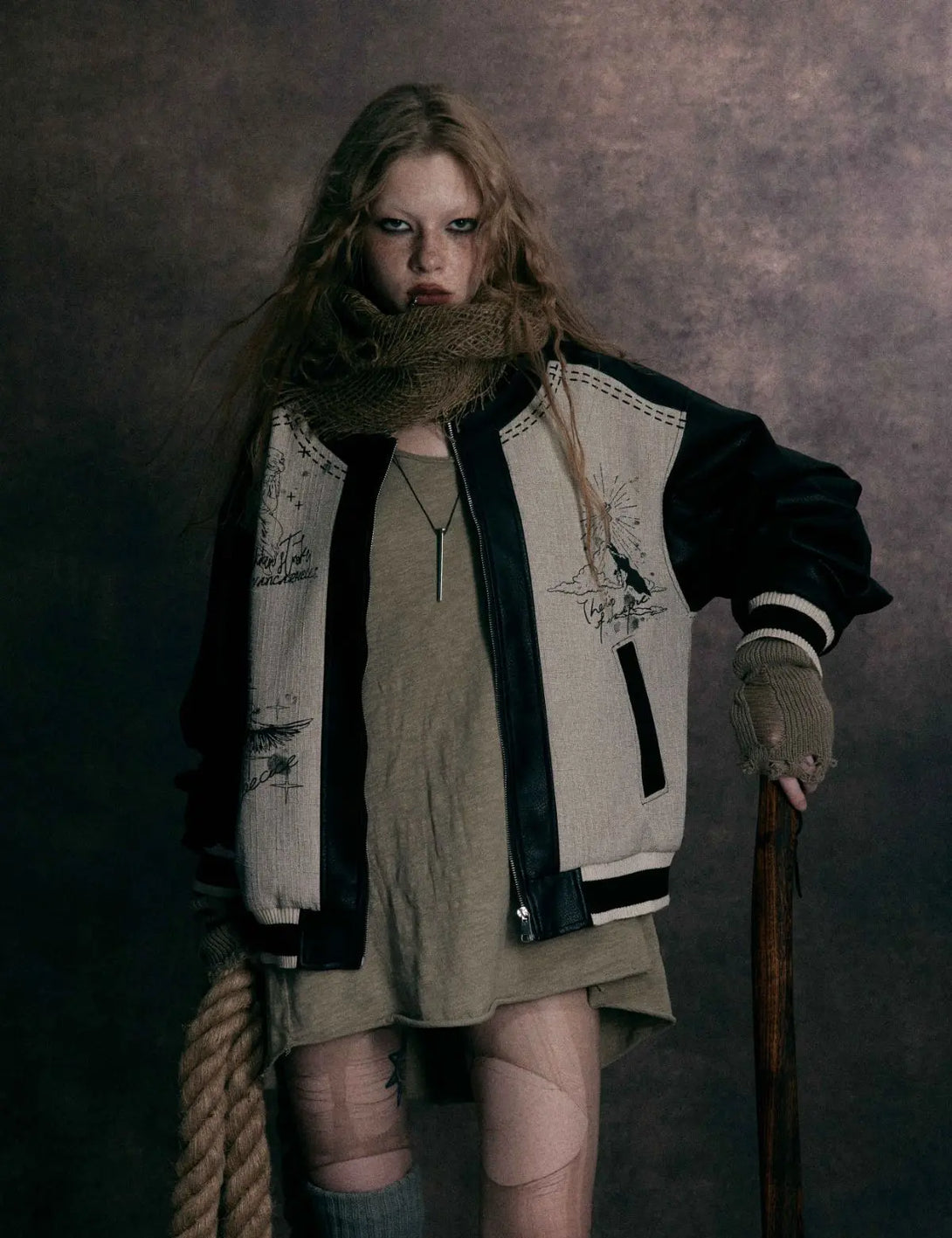 Fullneat Angel Graphic Varsity Bomber Jacket 