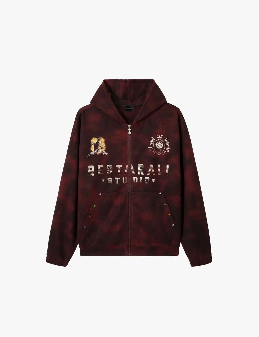 Fullneat Badge Embroidery Letter Tie-Dye Hoodie 