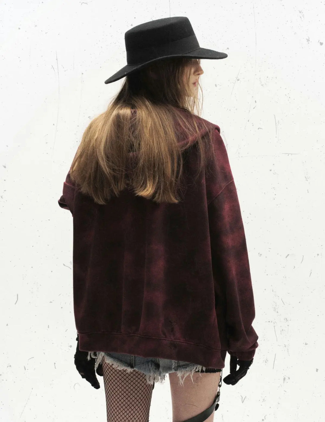 Fullneat Badge Embroidery Letter Tie-Dye Hoodie 