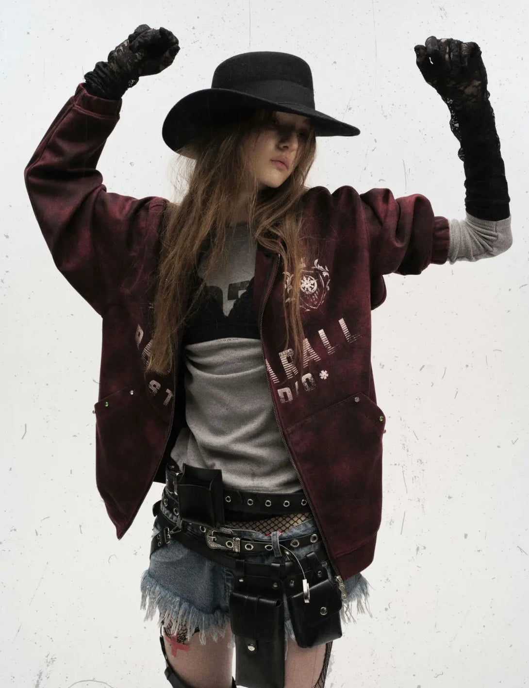 Fullneat Badge Embroidery Letter Tie-Dye Hoodie 