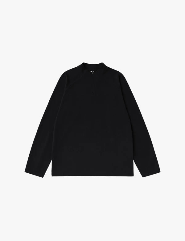 Fullneat Base Solid Half Zip Sweatshirts - Black