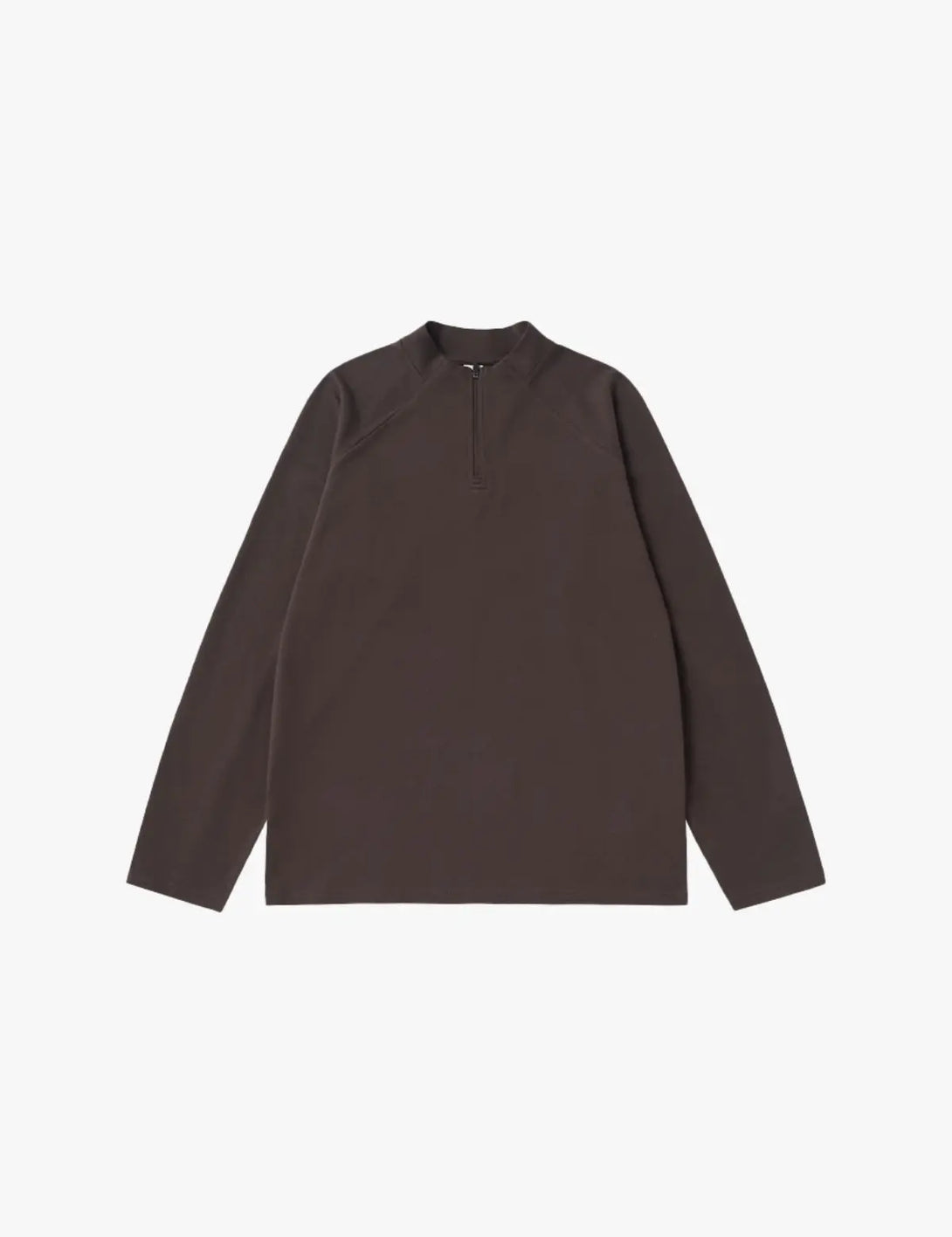 Fullneat Base Solid Half Zip Sweatshirts - Brown
