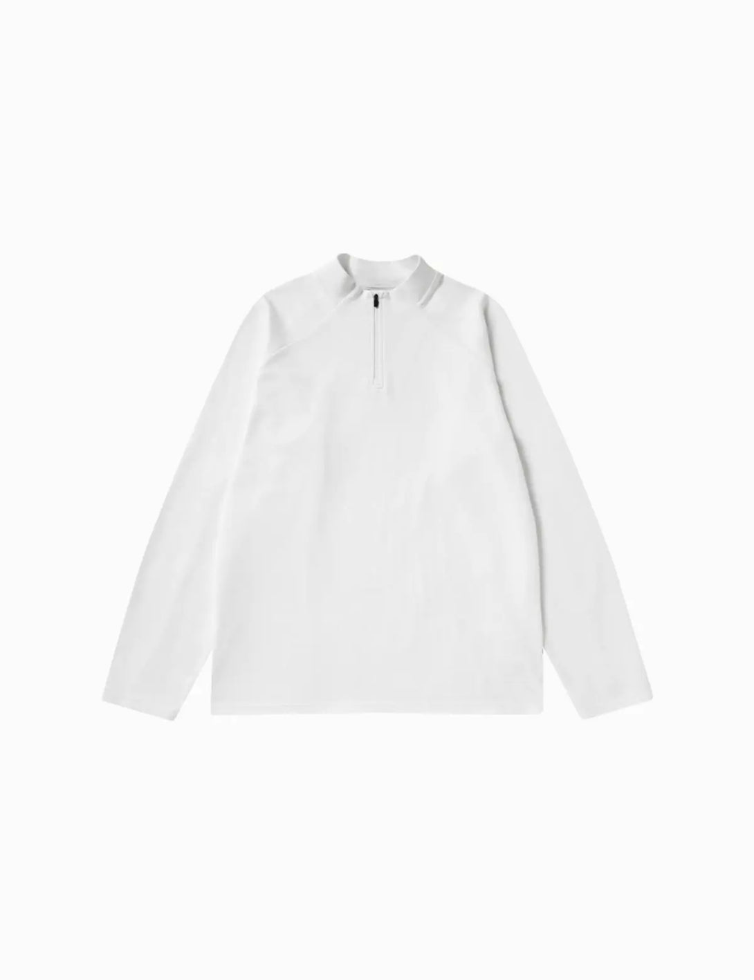 Fullneat Base Solid Half Zip Sweatshirts - White