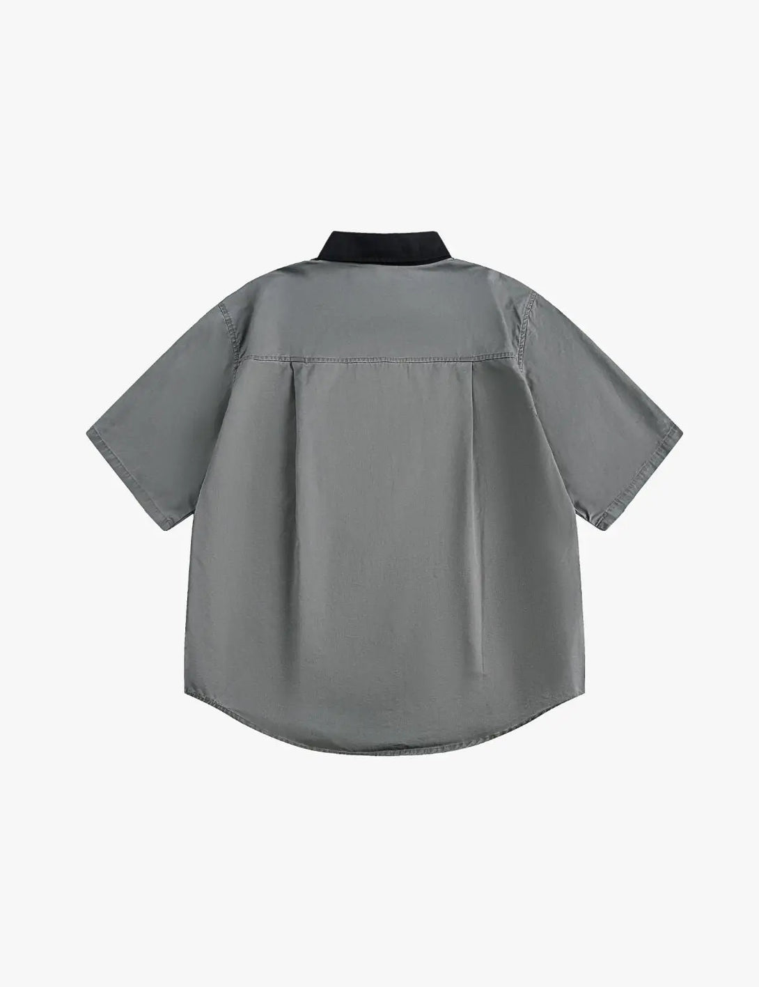 Fullneat Basic Oversized Short Sleeve Shirt - Grey Back