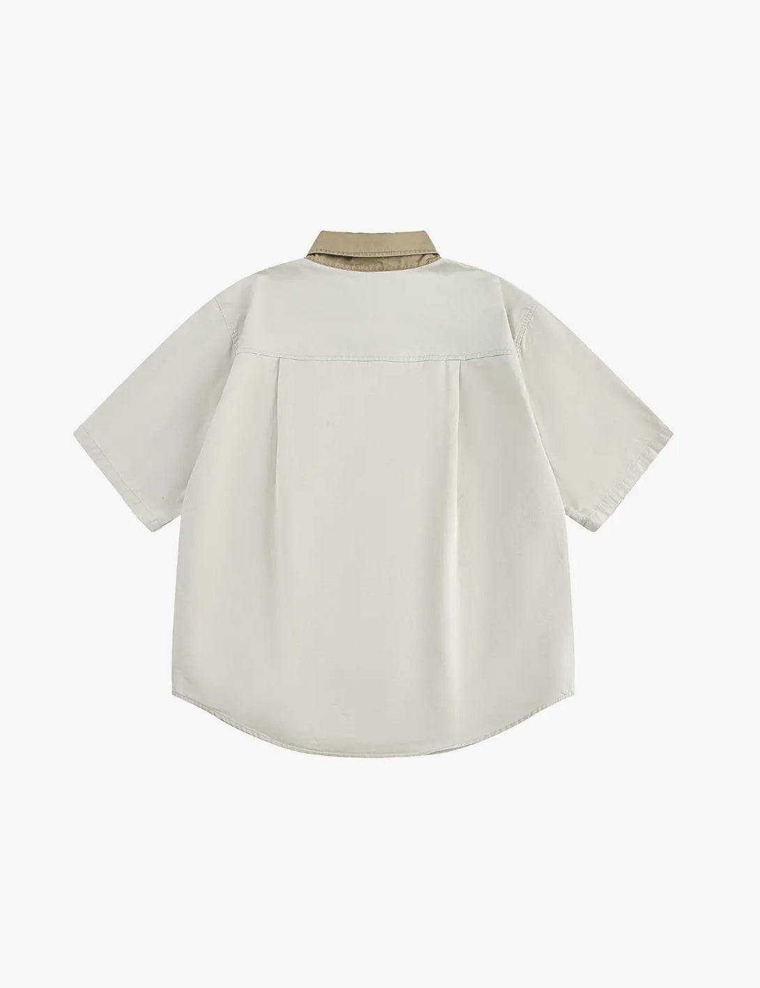 Fullneat Basic Oversized Short Sleeve Shirt - Beige Back