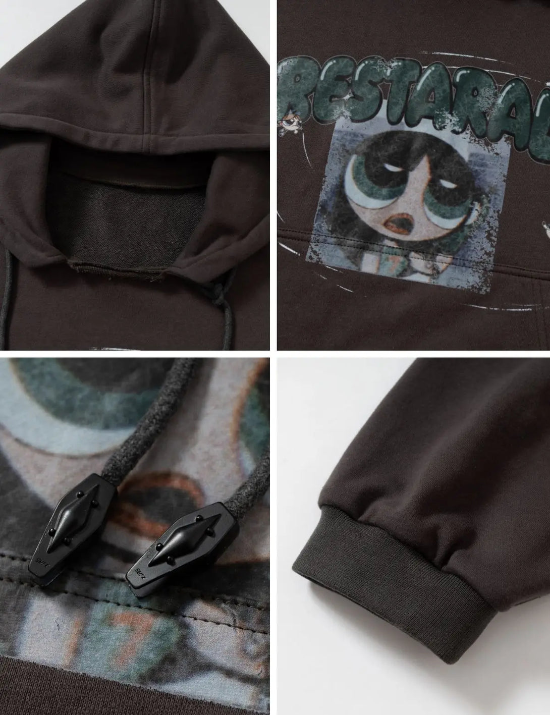 Fullneat Beautiful Girl Graffiti Ripped Hoodie 