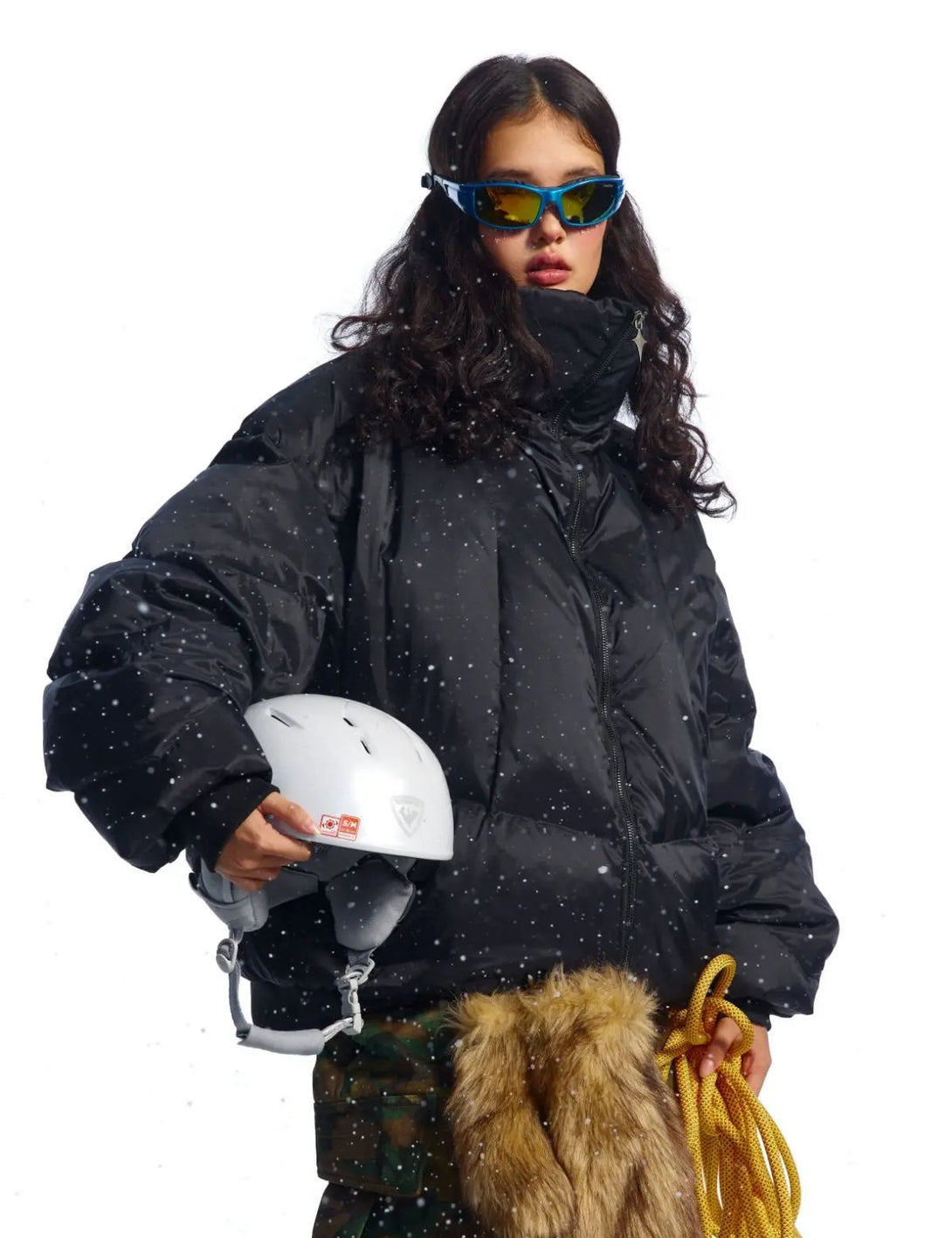 Fullneat Black High Collar Essential Puffer Jacket 