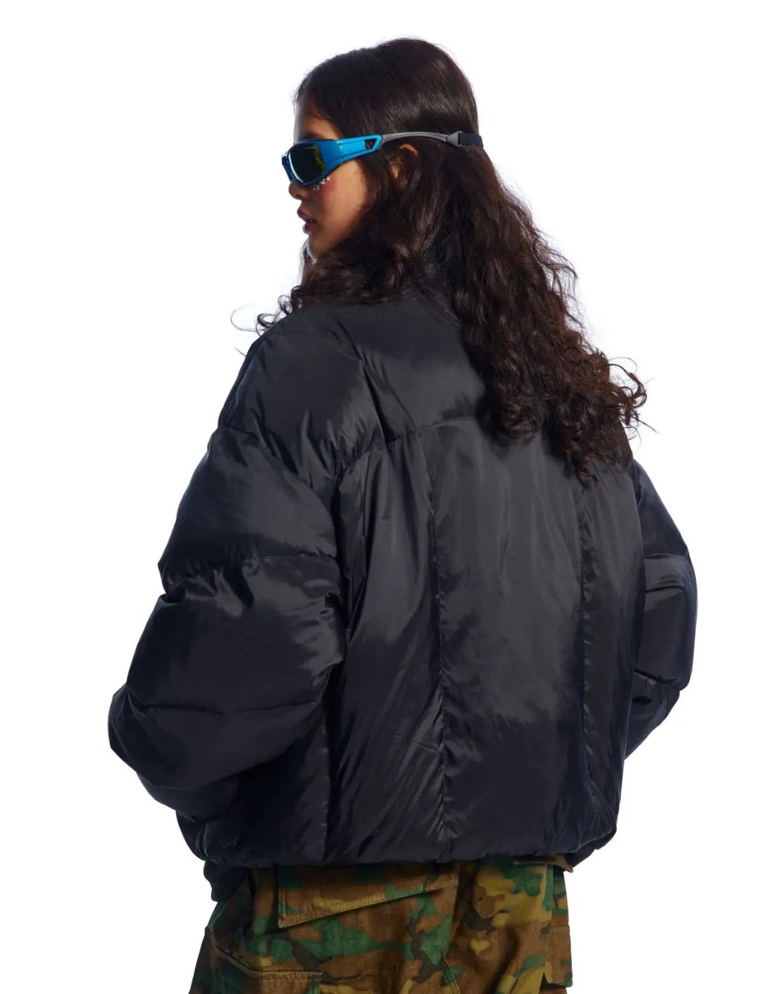 Fullneat Black High Collar Essential Puffer Jacket 