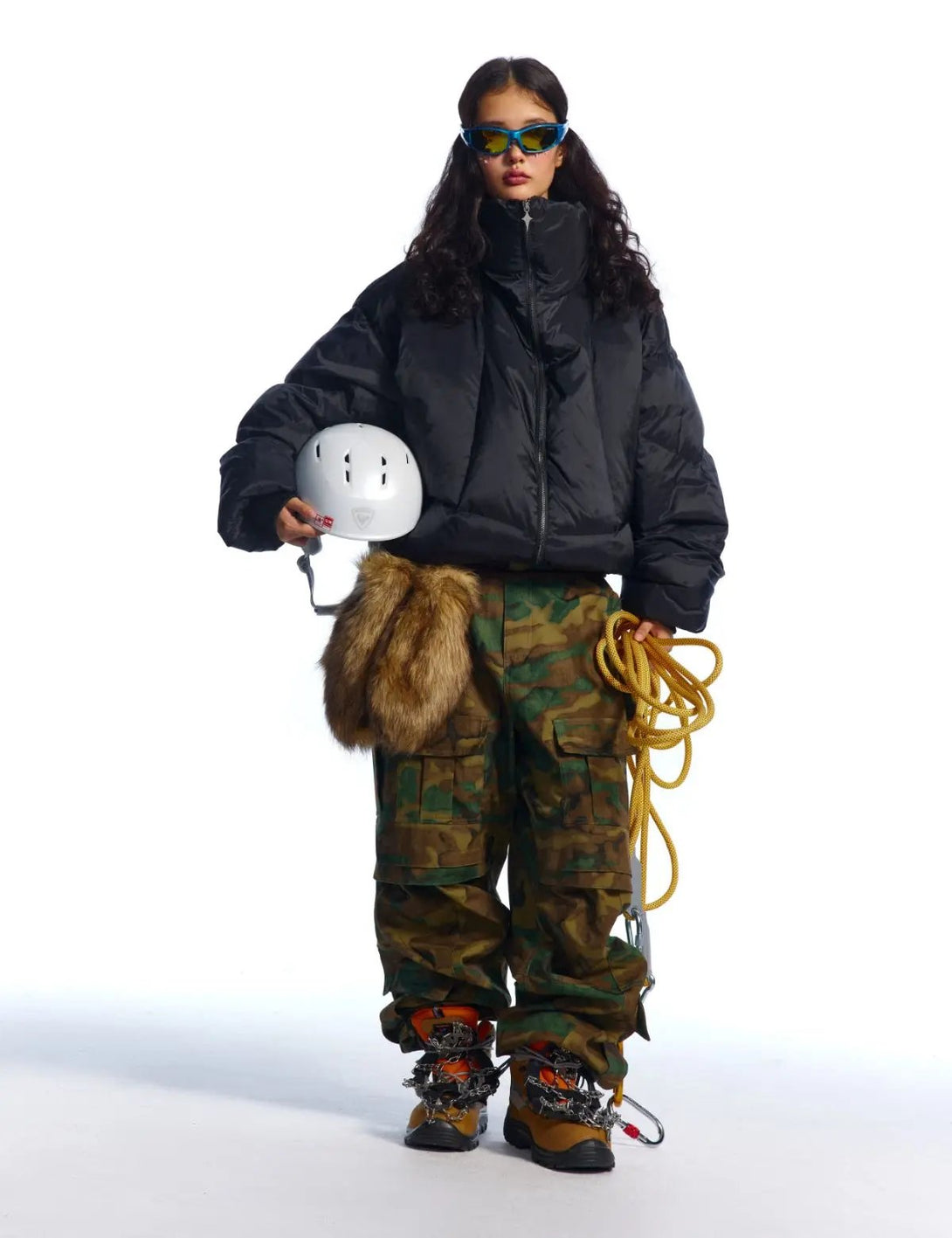 Fullneat Black High Collar Essential Puffer Jacket 