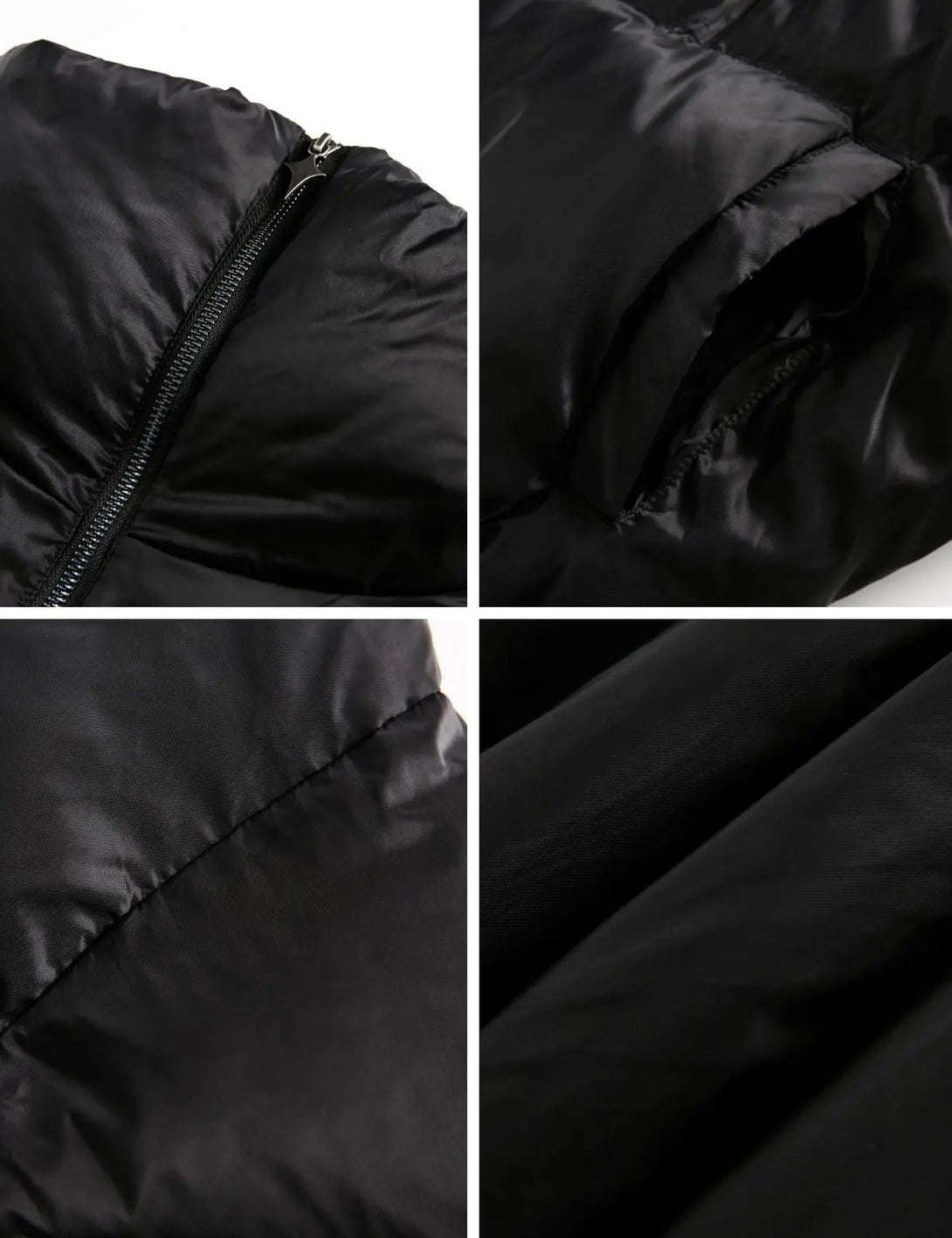 Fullneat Black High Collar Essential Puffer Jacket 