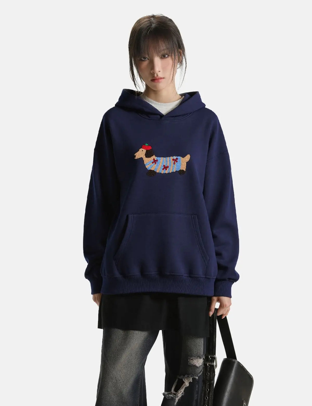 Fullneat Cartoon Dachshund Grey Hoodie 