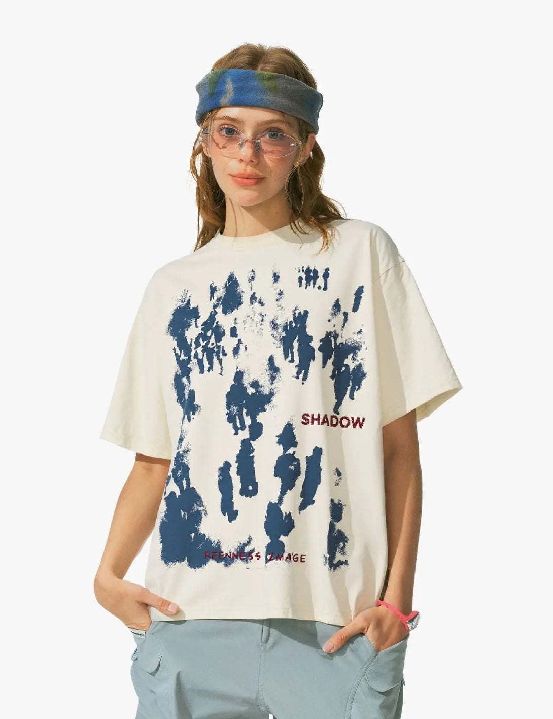 Fullneat Character Inkjet Graphic Tee - Beige Model Shown