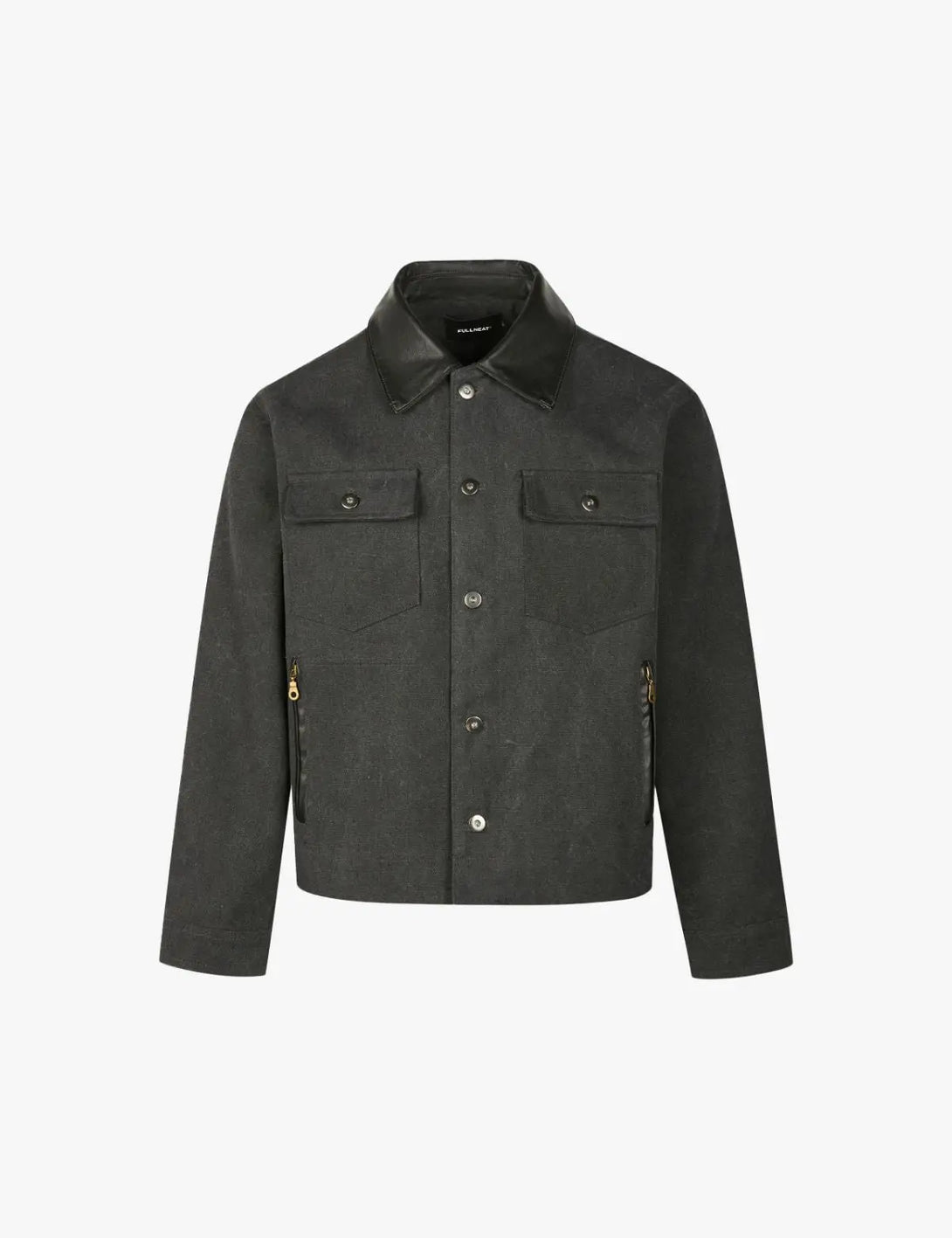 Fullneat Classic Faux Leather Collar Jacket 