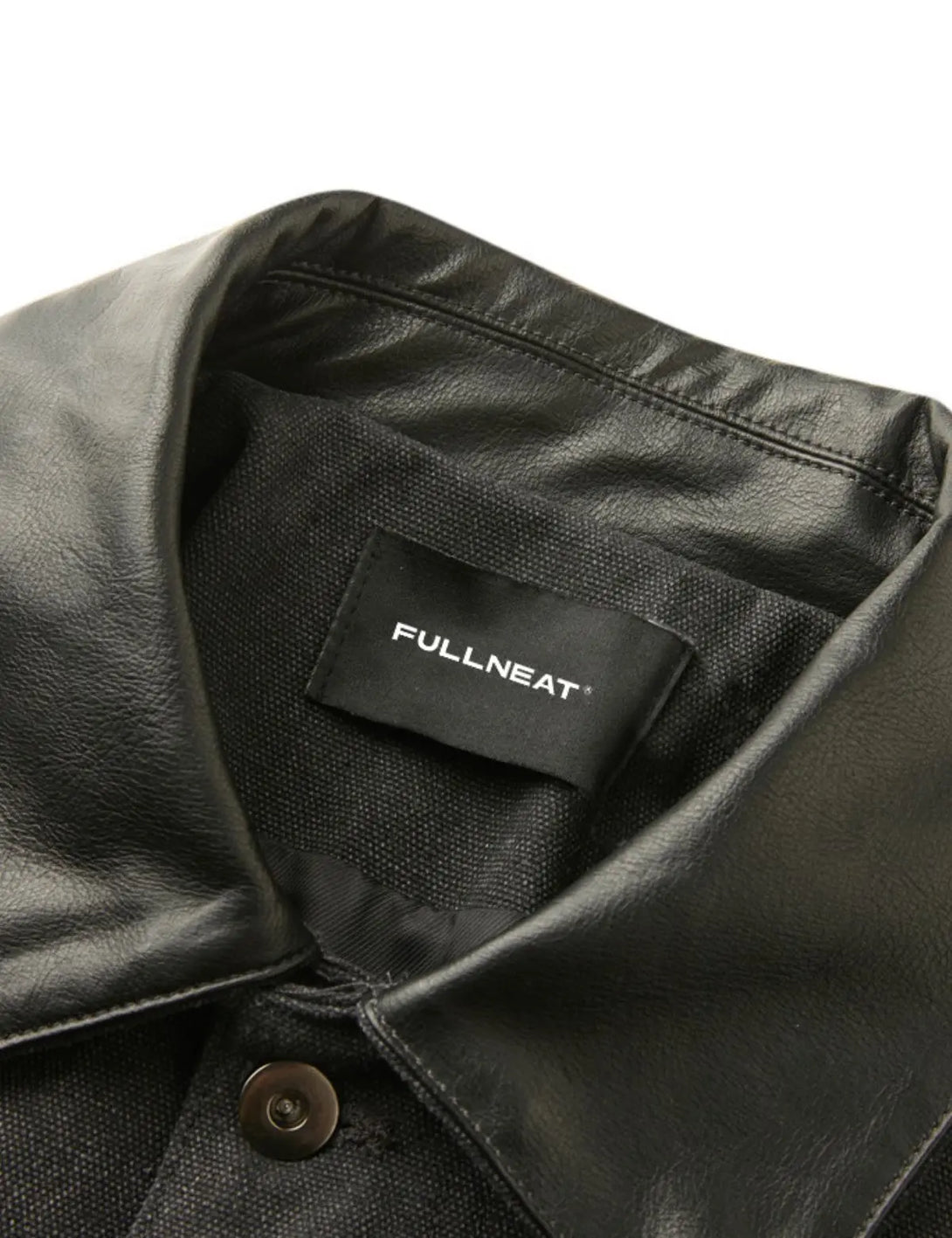 Fullneat Classic Faux Leather Collar Jacket 