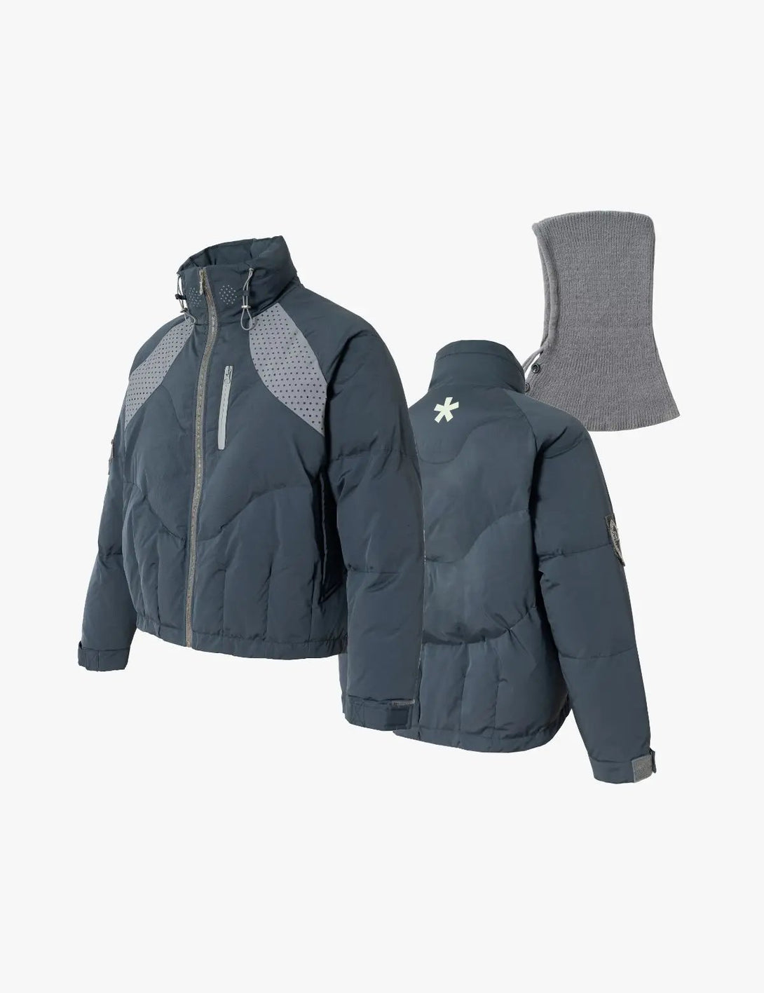 Fullneat Detachable Knit Collar Reflective Puffer Jacket 