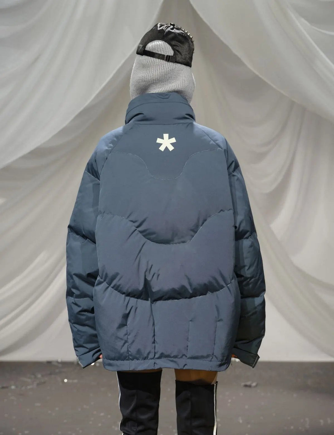 Fullneat Detachable Knit Collar Reflective Puffer Jacket 