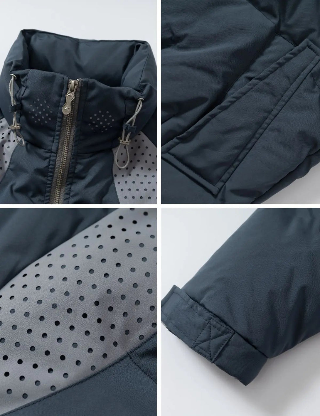 Fullneat Detachable Knit Collar Reflective Puffer Jacket 