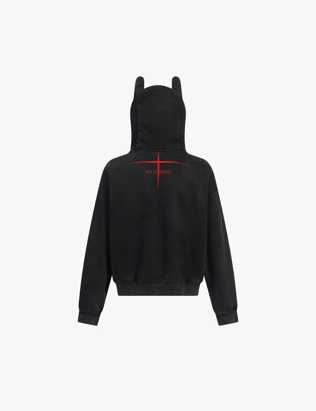 Fullneat Devil Horn Cross Embroidery Zip Hoodie 
