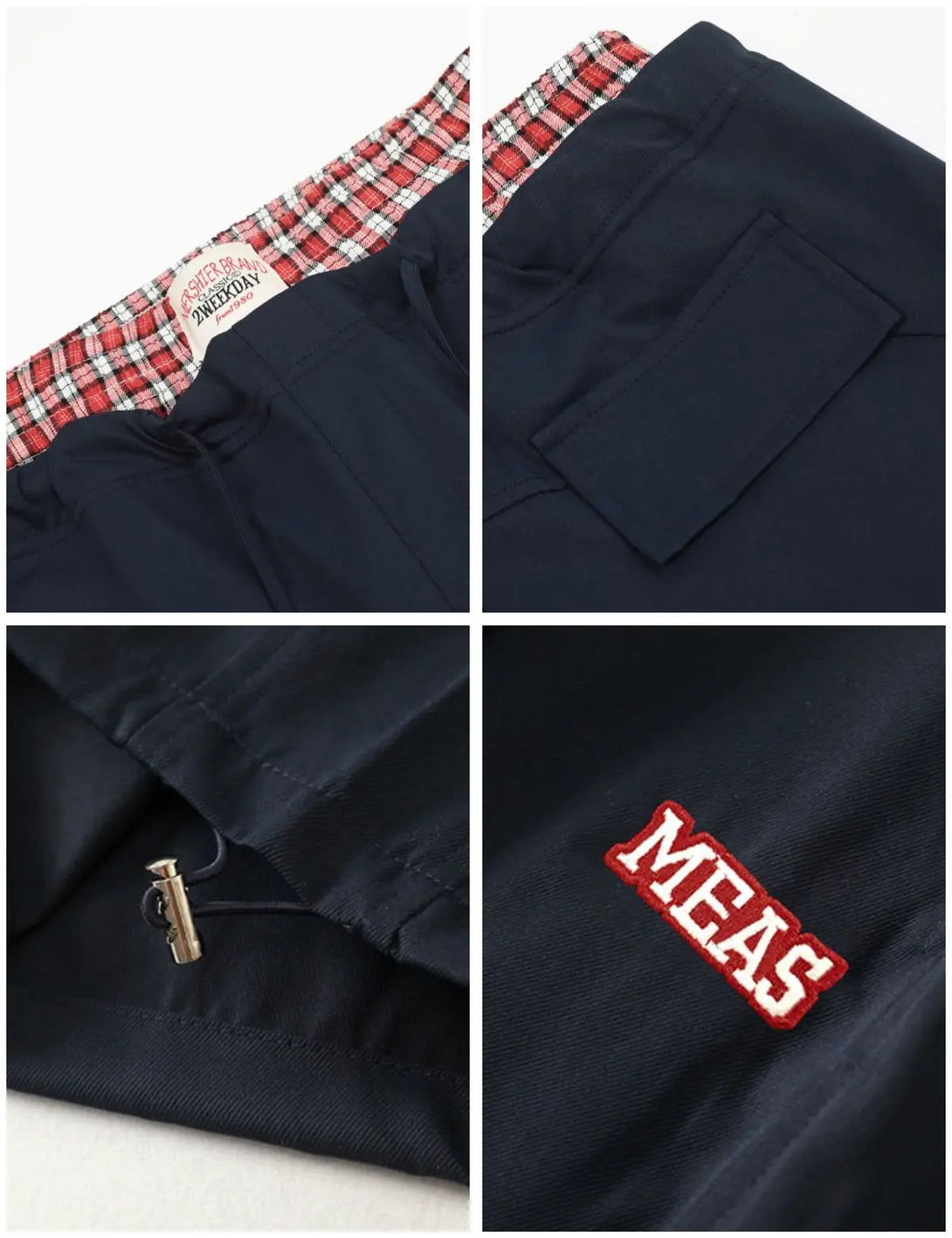 Fullneat Double Waist Plaid Stitch Casual Pants - Details