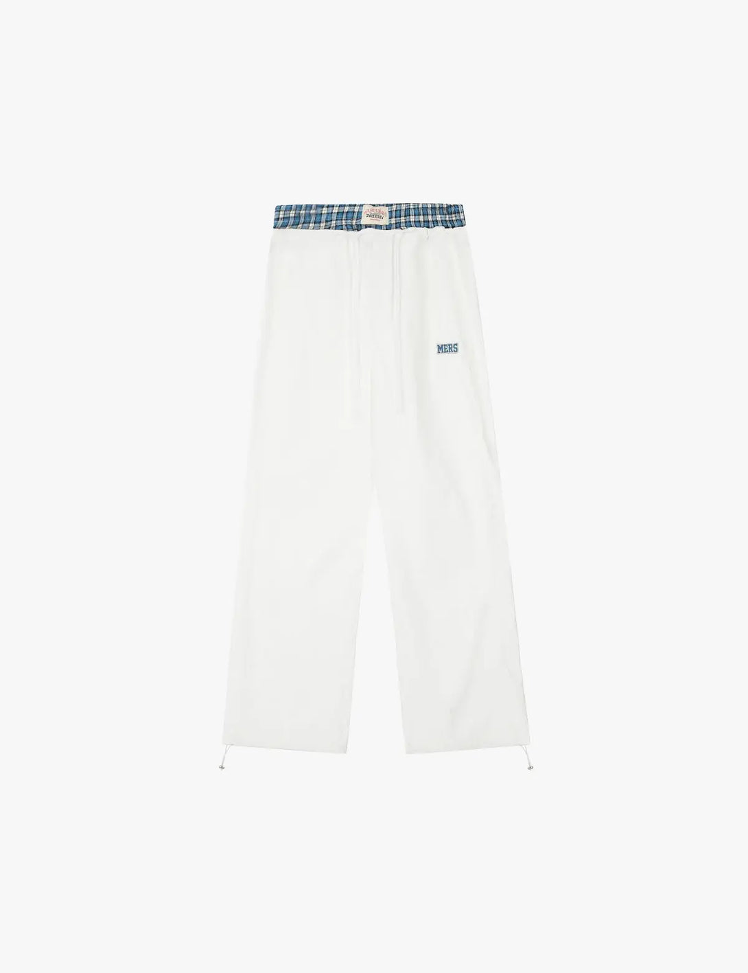 Fullneat Double Waist Plaid Stitch Casual Pants 