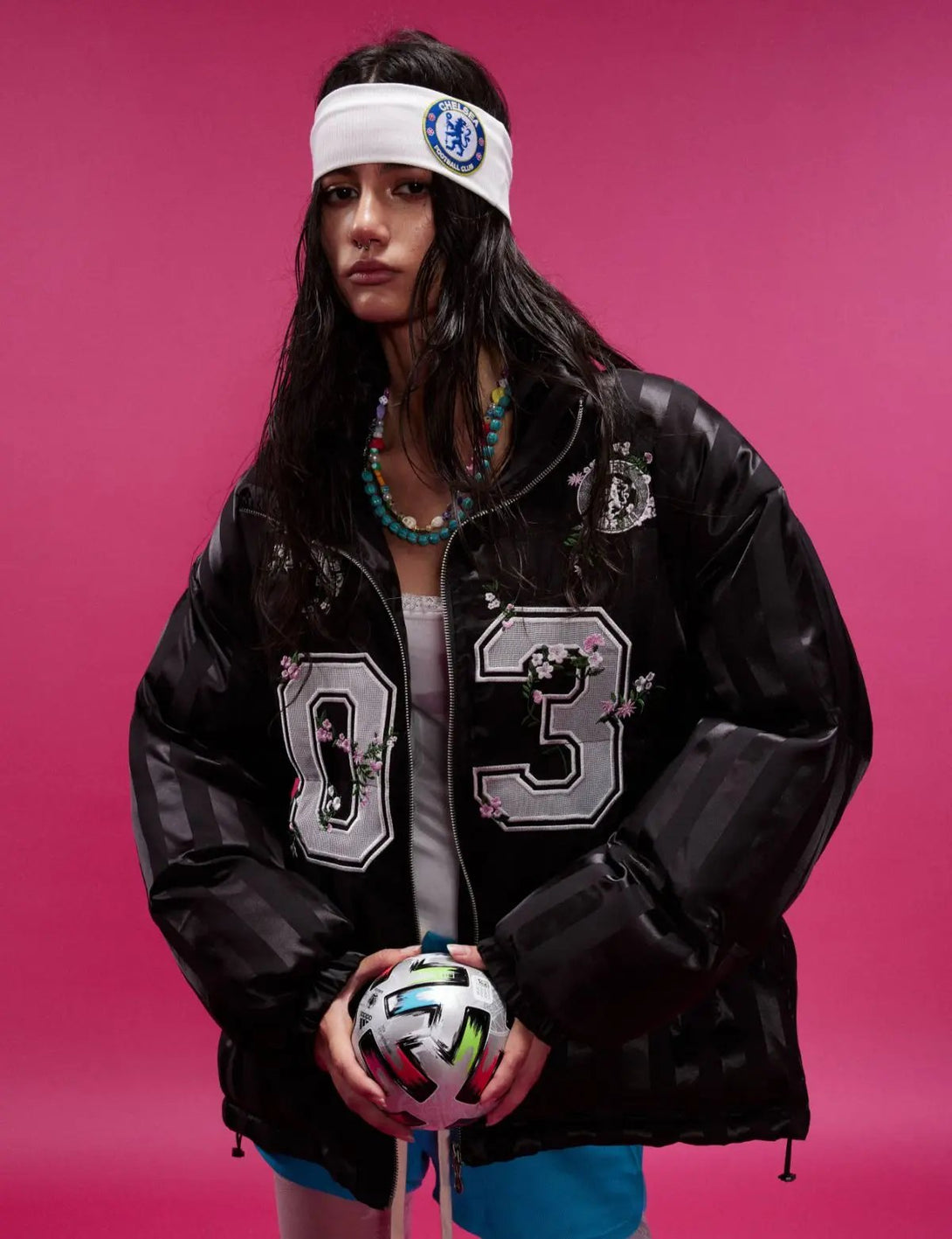 Fullneat Embroidered 03 Floral Puffer Jacket 