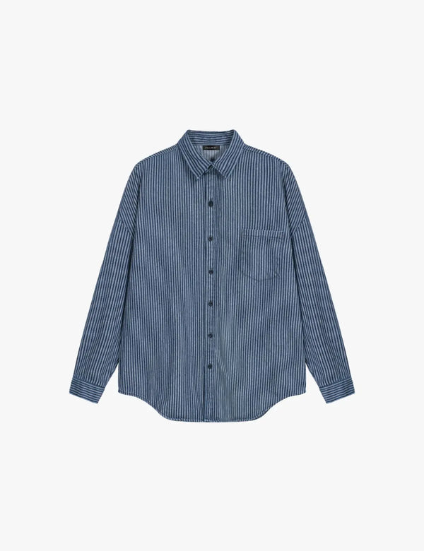 Fullneat Essential Striped Casual Long Sleeve Shirt - Front