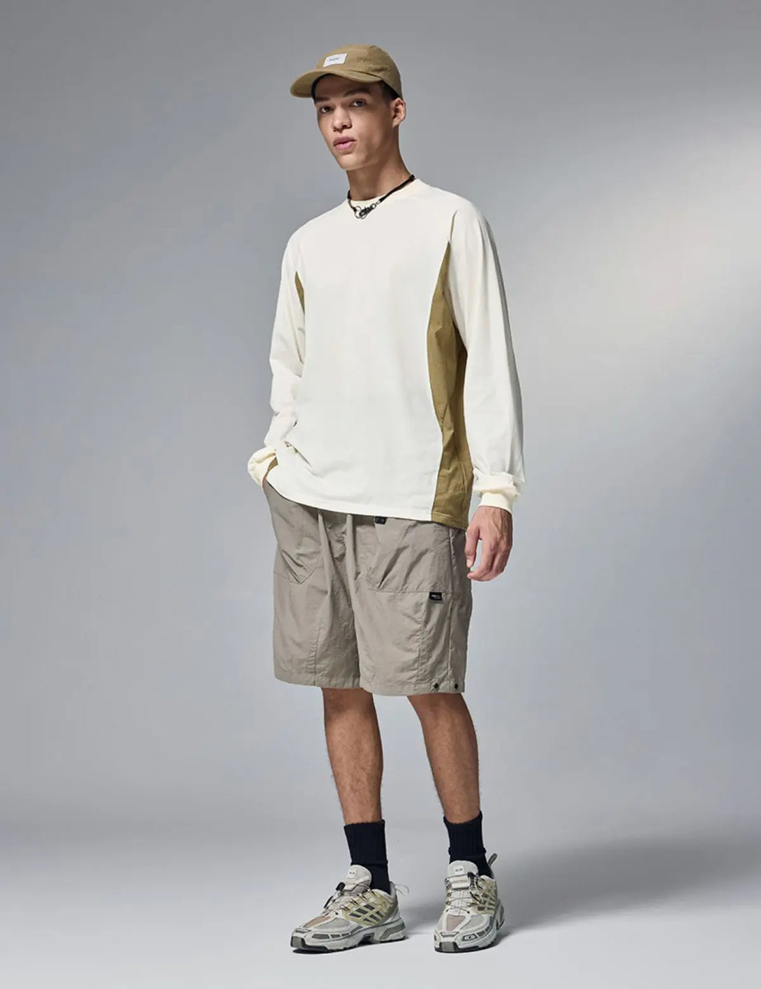 Fullneat Essentials Long Sleeve Tee - White Model Shown