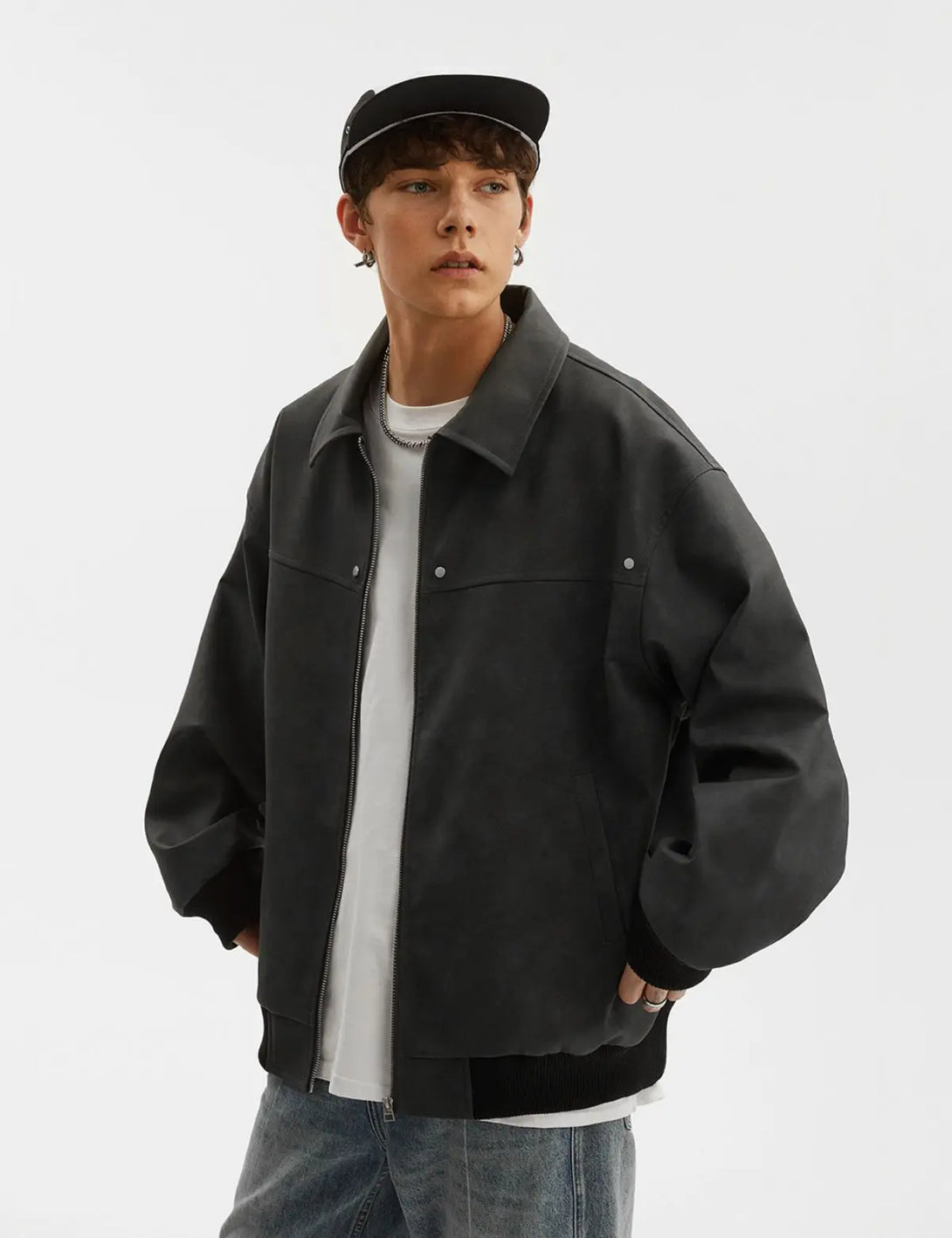 Fullneat Faux Leather Bomber Jacket 