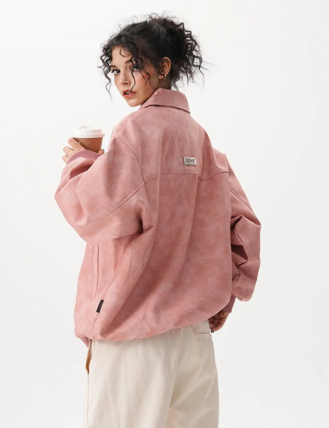 Fullneat Faux Leather Bomber Jacket 