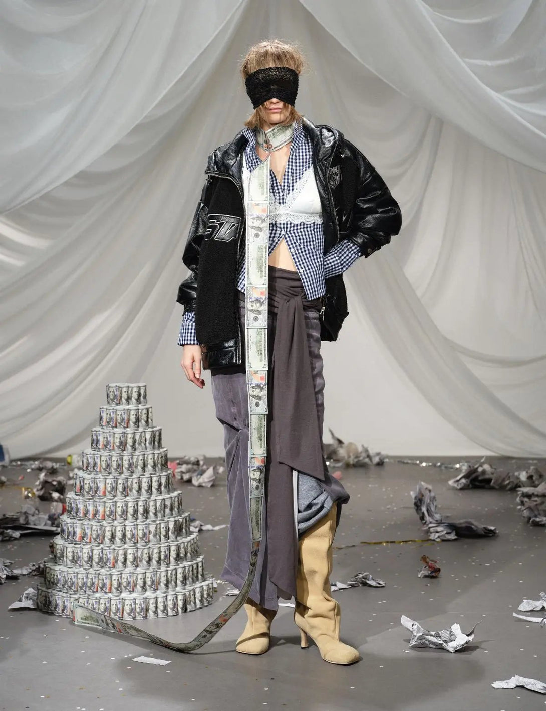 Fullneat Faux Leather Patchwork Hoodie Jacket 