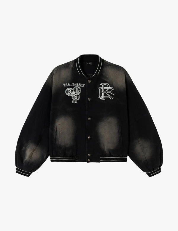 Fullneat Gradient Bleach Utility Varsity Jacket