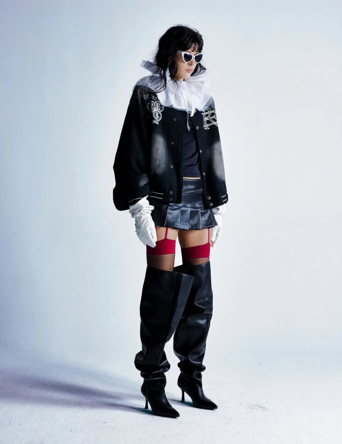 Fullneat Gradient Bleach Utility Varsity Jacket