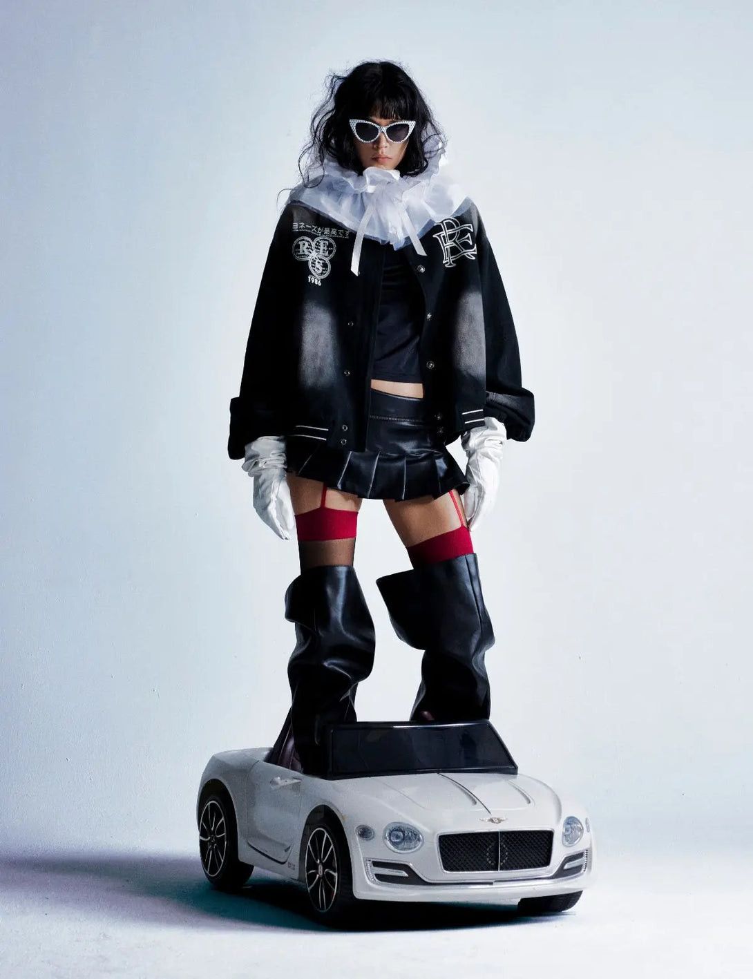 Fullneat Gradient Bleach Utility Varsity Jacket