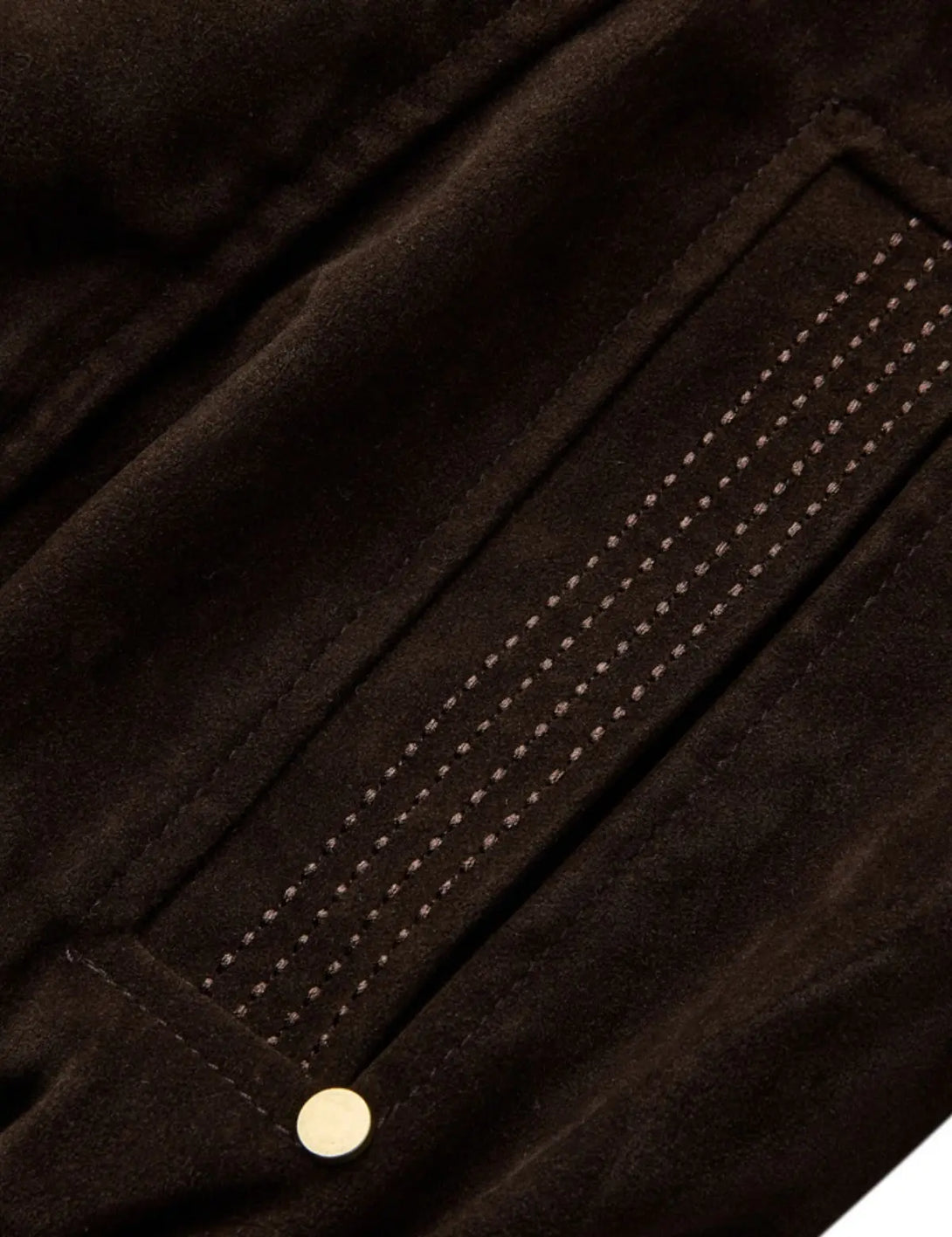 Fullneat High Neck Asymmetrical Zip Brown Suede Jacket 