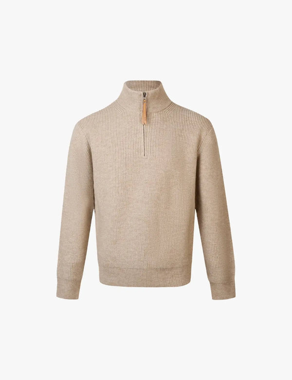 Fullneat High Neck Half Zip Knit Sweater 