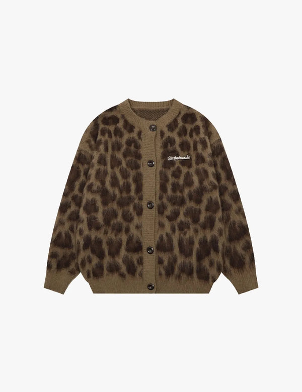 Fullneat Leopard Graphic Cardigan - Front