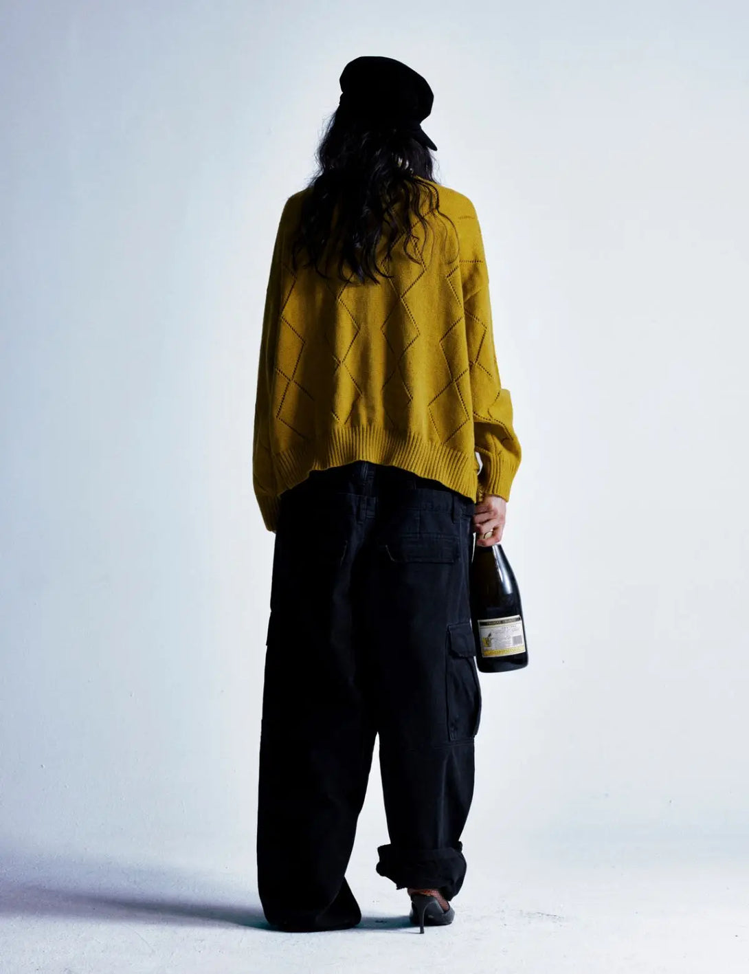 Fullneat Letter Graphic Diamond Knit Cardigan 