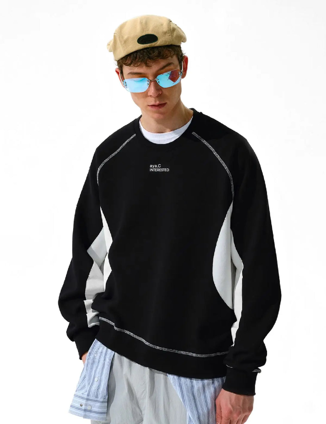 Fullneat Letter Graphic Long Sleeve T Shirt - Black