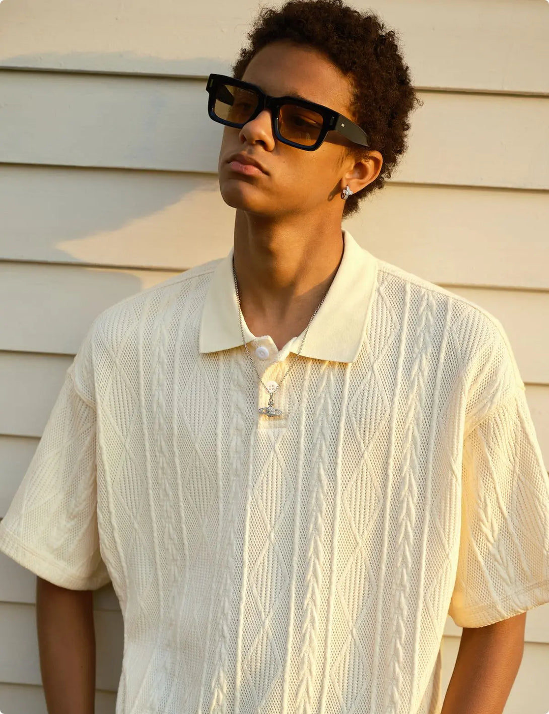 Fullneat Open Knit Polo Slim Fit Tees 