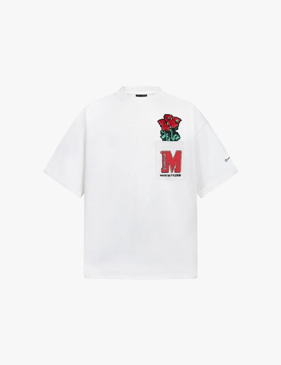 Fullneat Pixelated Flower Pocket Tee - White