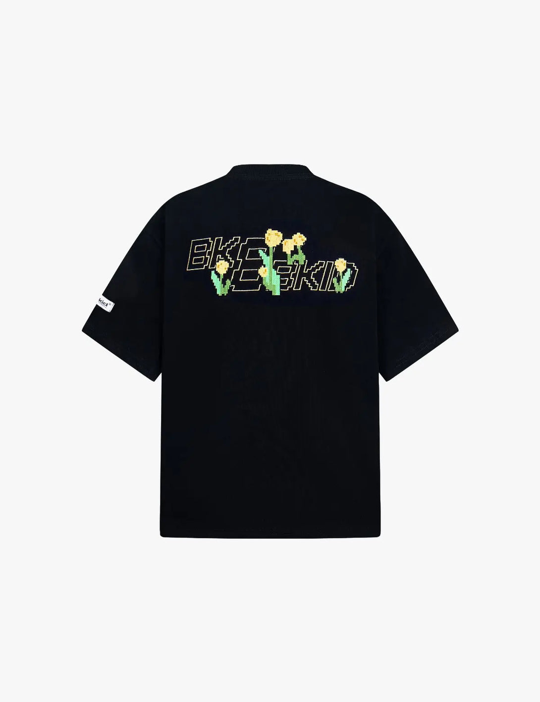 Fullneat Pixelated Flower Pocket Tee - Black