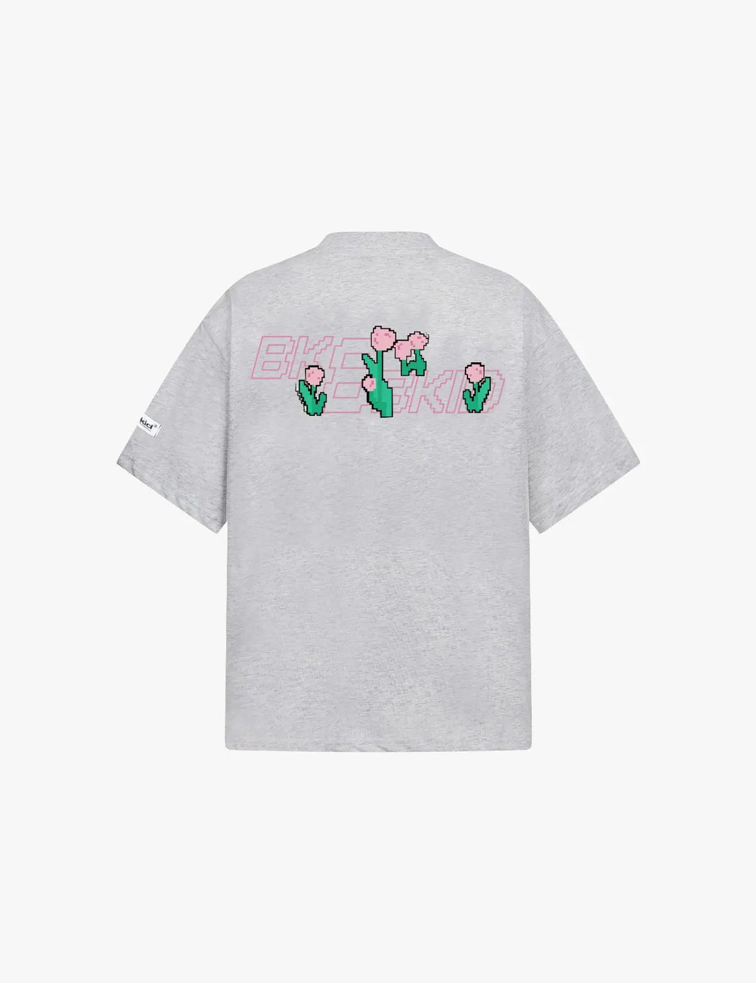 Fullneat Pixelated Flower Pocket Tee - Grey