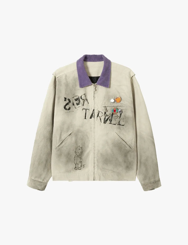 Fullneat Purple Collared Badge Decorated Jacket 
